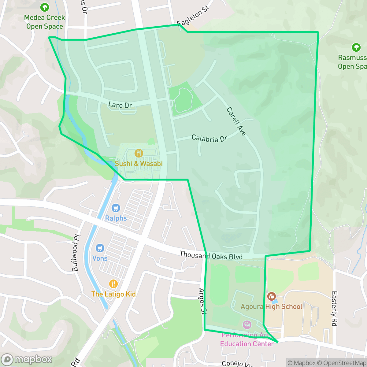 Map showing the location of Upper Downtown, Agoura Hills, CA