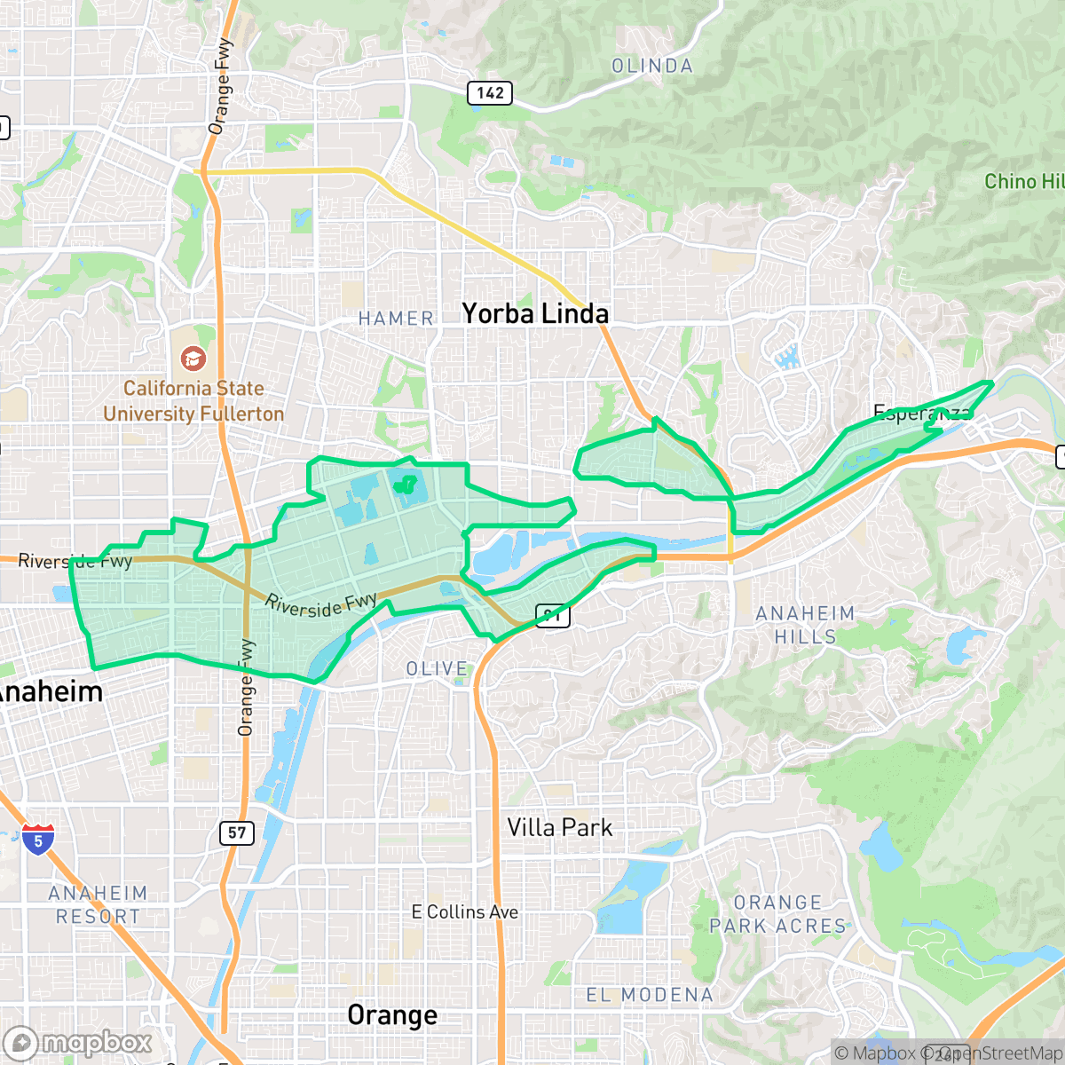 Map showing the location of Northeast Anaheim, Anaheim, CA