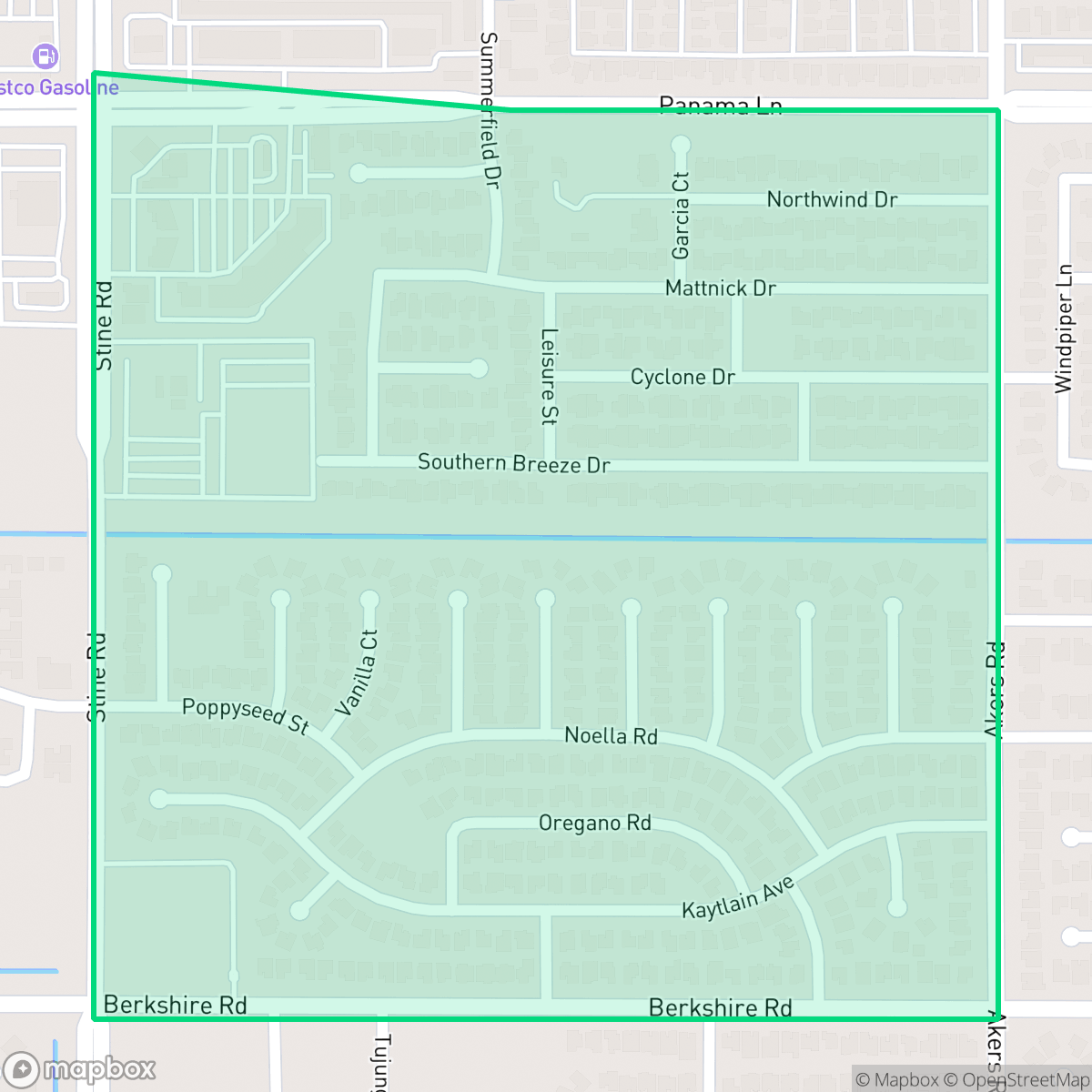 Map showing the location of Ridgeview Estates, Bakersfield, CA