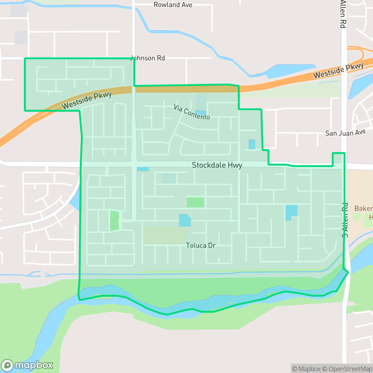 Map showing the location of Stockdale West, Bakersfield, CA