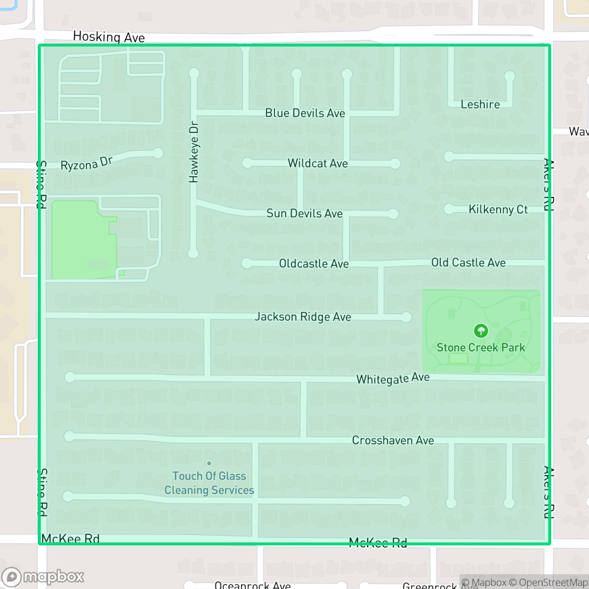 Map showing the location of Stone Creek, Bakersfield, CA