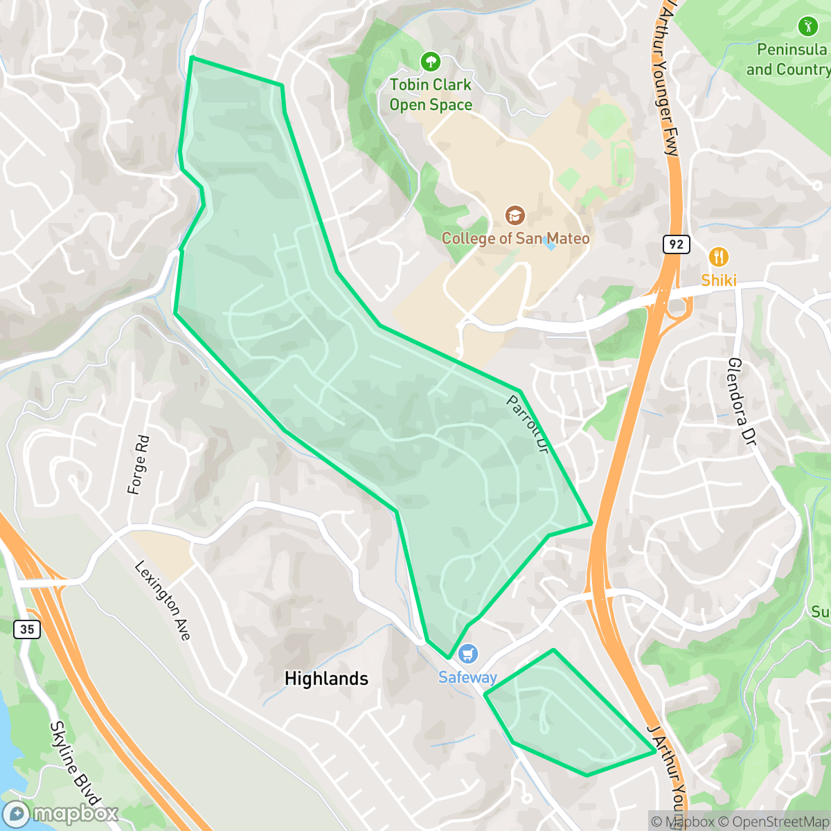 Map showing the location of Baywood Park, CA — coverage area