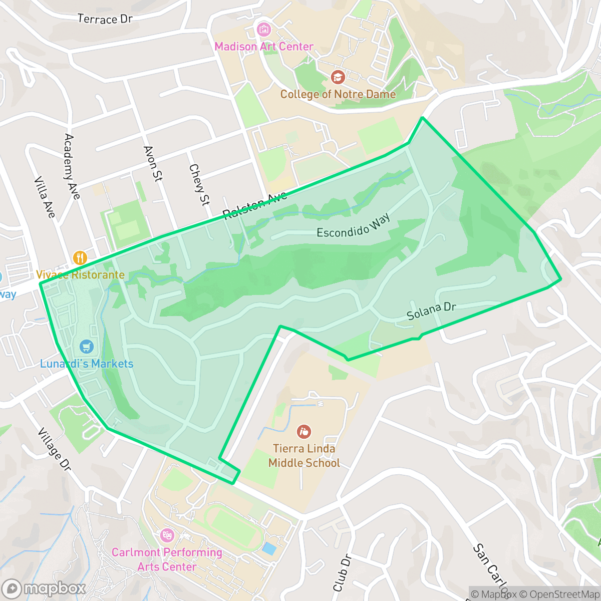 Map showing the location of McDougal, Belmont, CA