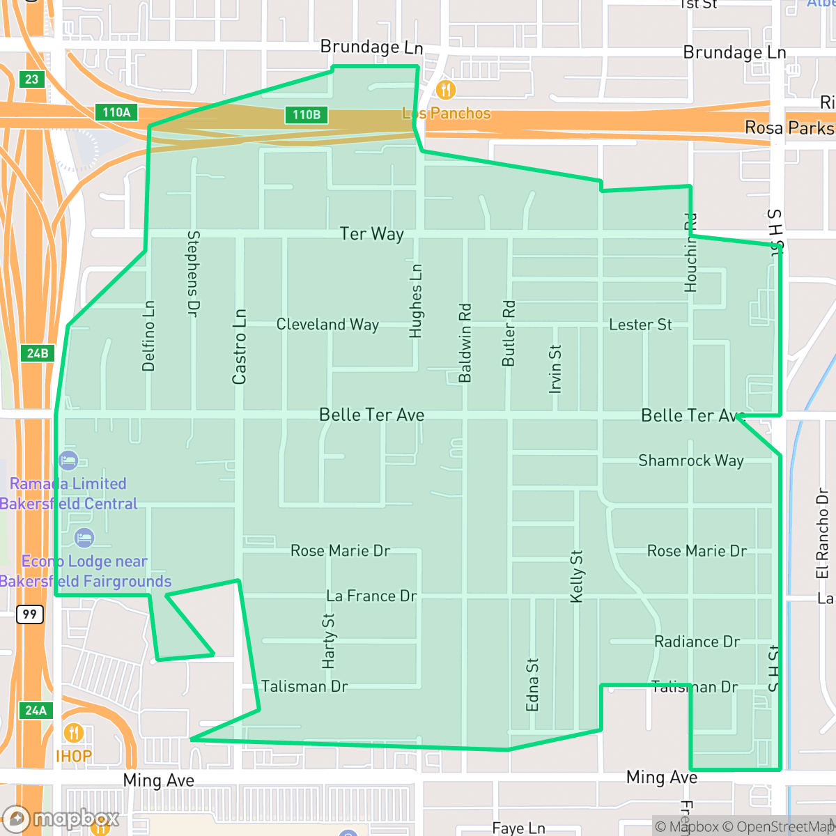 Map showing the location of Benton Park, CA — coverage area