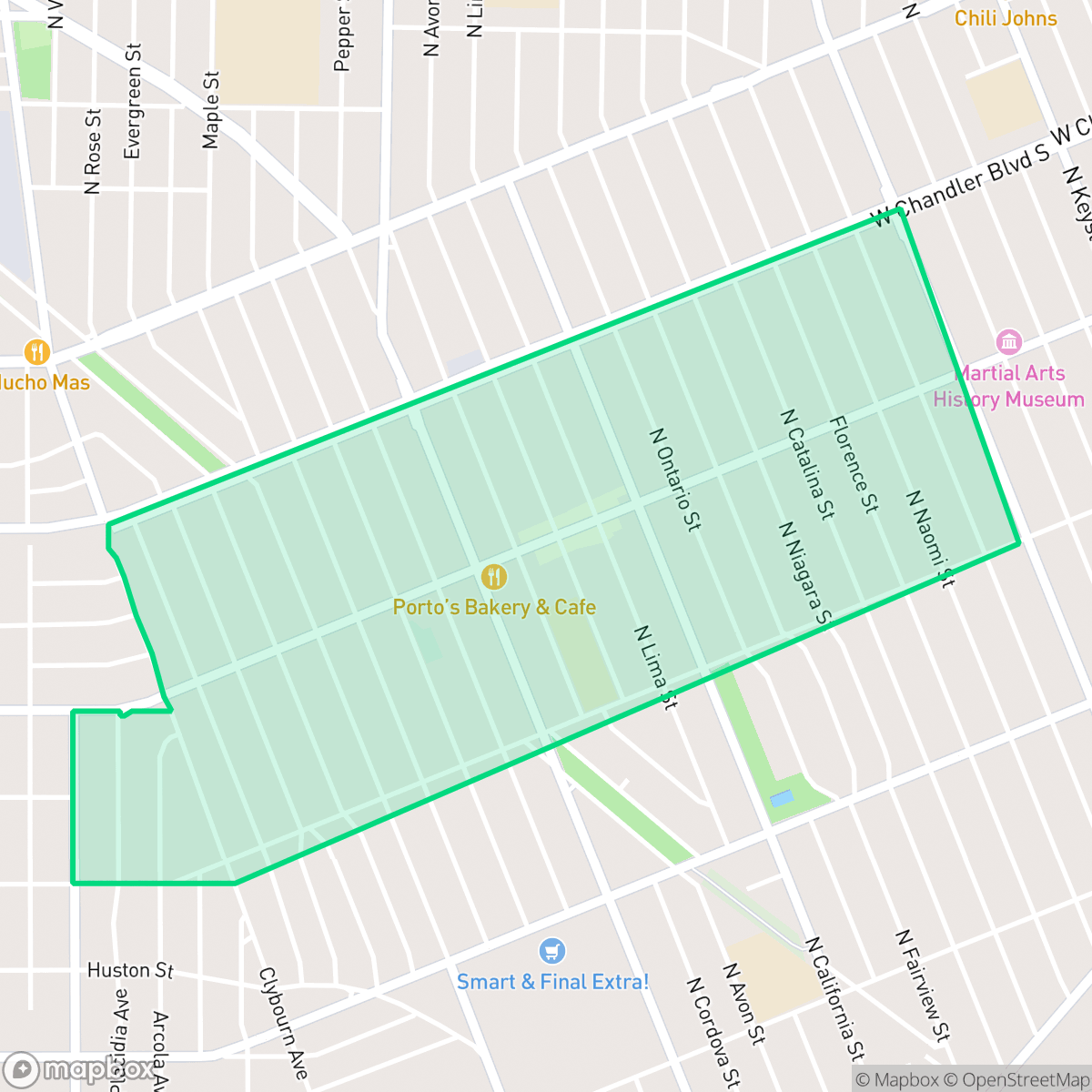 Map showing the location of Magnolia Park, Burbank, CA