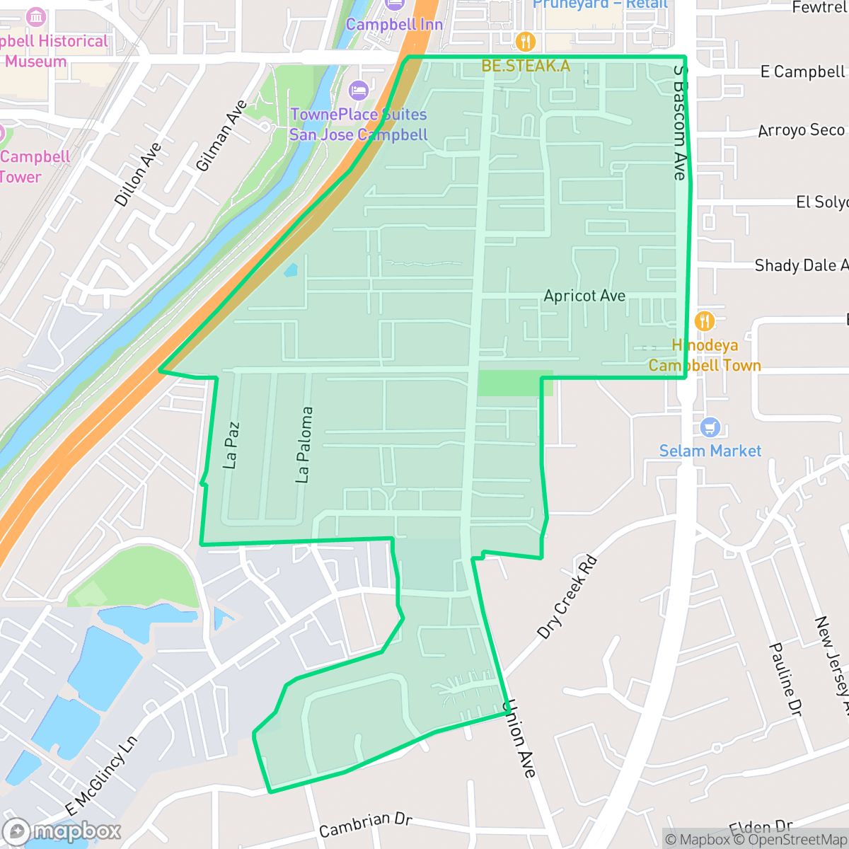 Map showing the location of Union, Campbell, CA