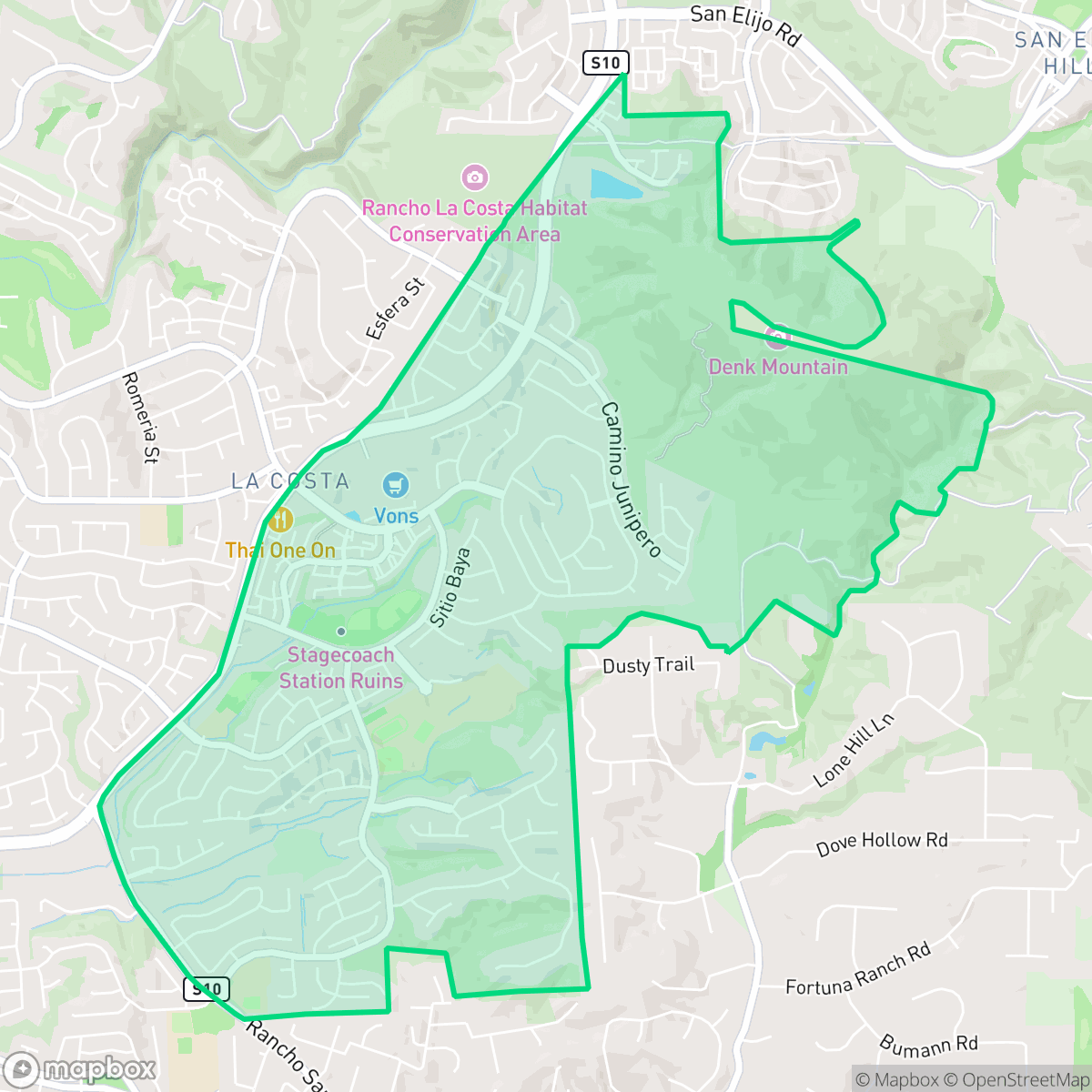 Map showing the location of La Costa Oaks, Carlsbad, CA