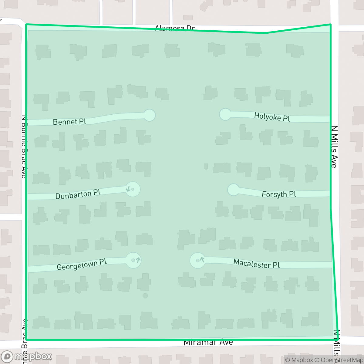 Map showing the location of Meadowood, Claremont, CA