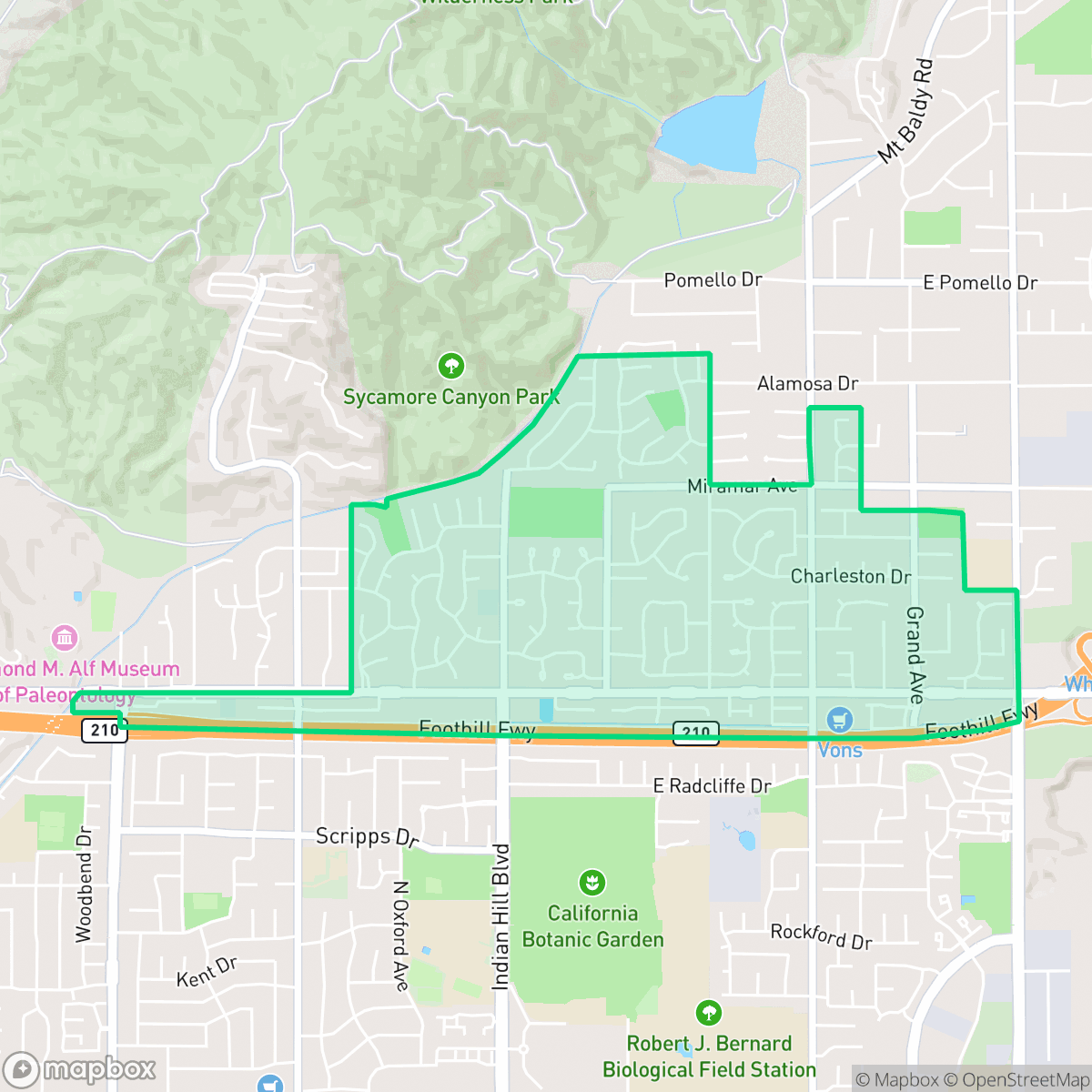 Map showing the location of North Claremont, Claremont, CA
