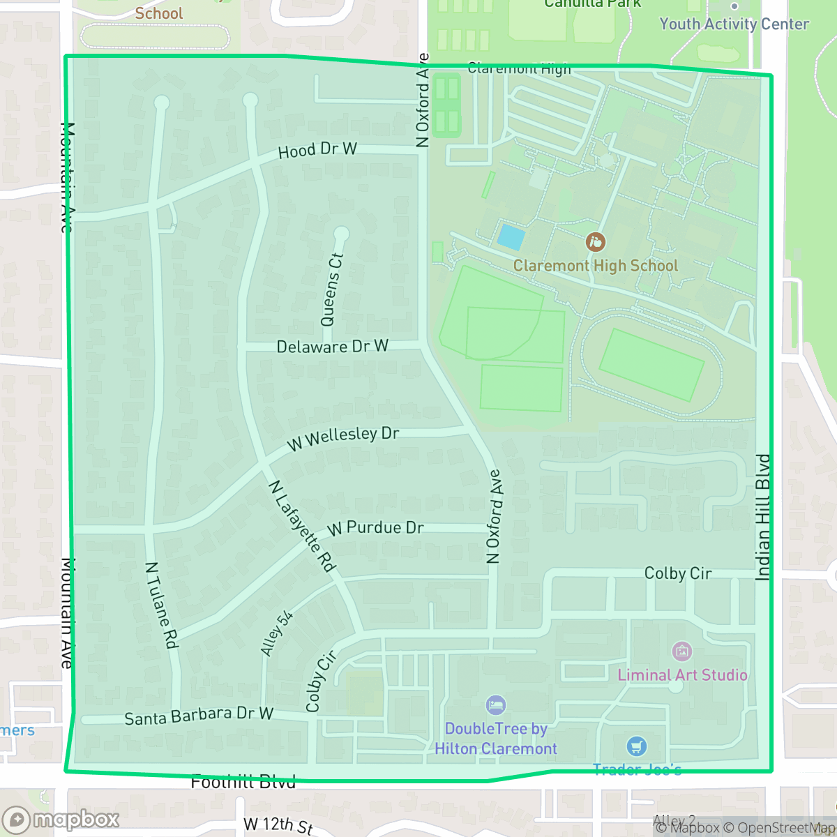 Map showing the location of Towne Ranch, Claremont, CA