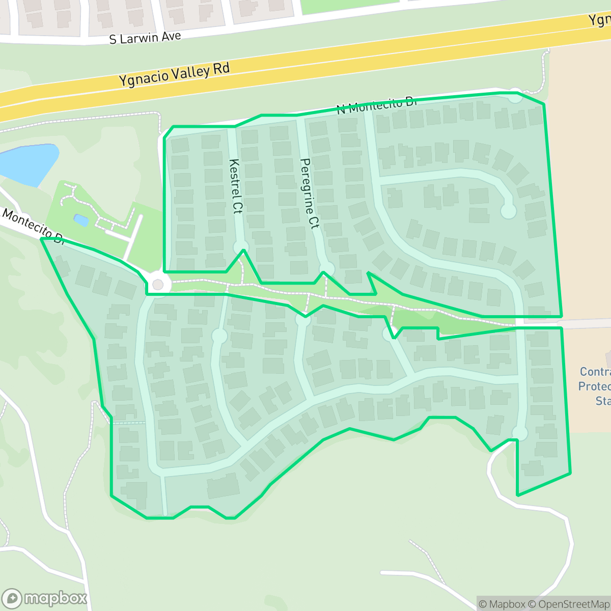 Map showing the location of Montecito, Concord, CA