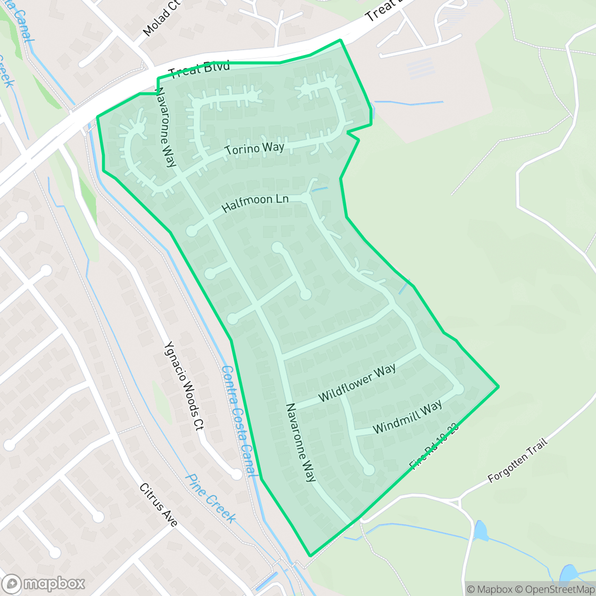 Map showing the location of Ygnacio Hills, Concord, CA