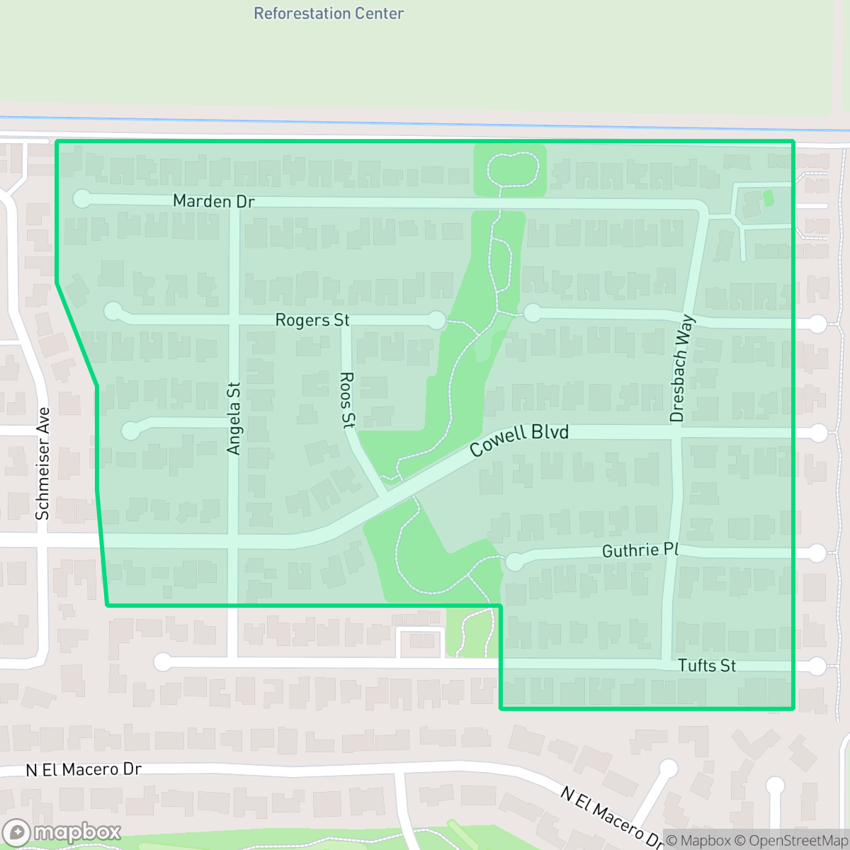Map showing the location of El Macero Estates, Davis, CA