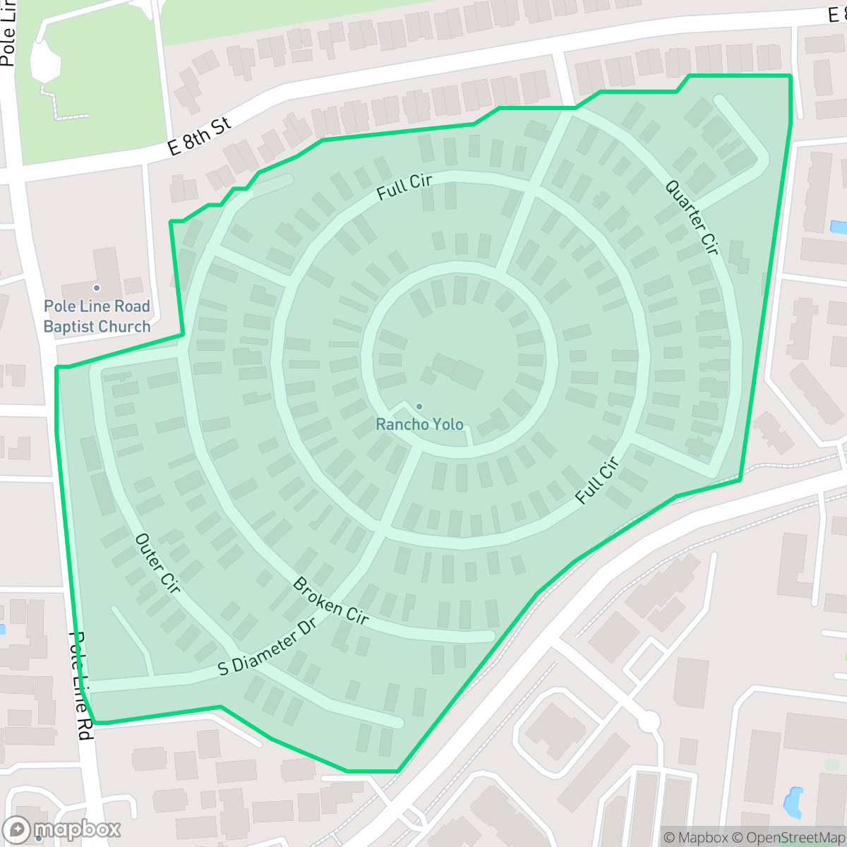 Map showing the location of Rancho Yolo, Davis, CA