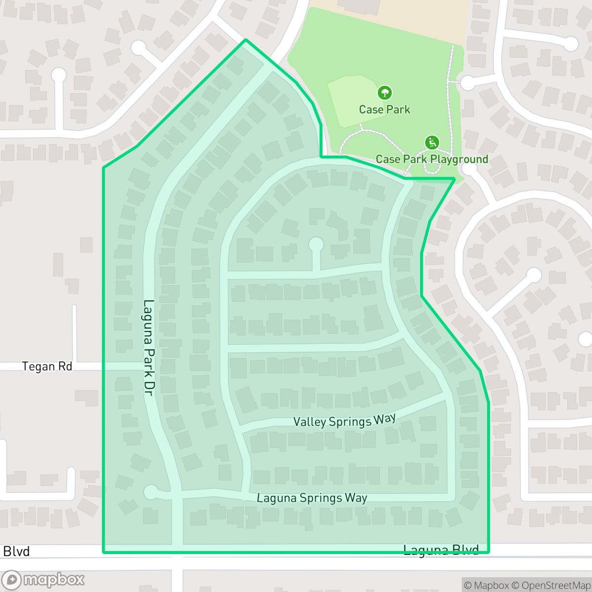 Map showing the location of Laguna Springs, Elk Grove, CA