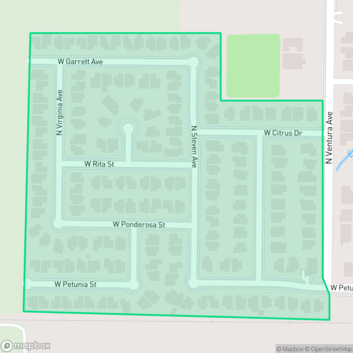 Map showing the location of Walnut Grove, Farmersville, CA