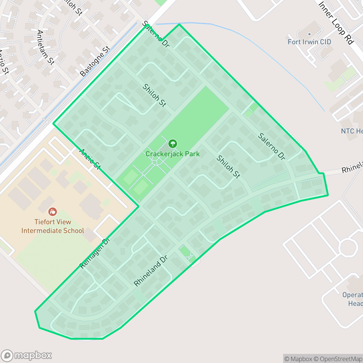 Map showing the location of Crackerjack Flats, Fort Irwin, CA