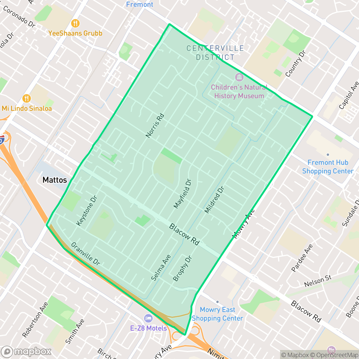 Map showing the location of Glenmoor, Fremont, CA