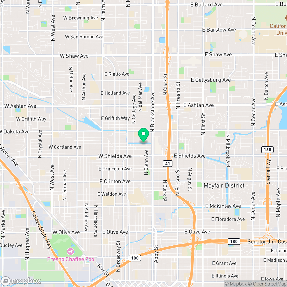 Map showing the location of Fresno, CA — coverage area