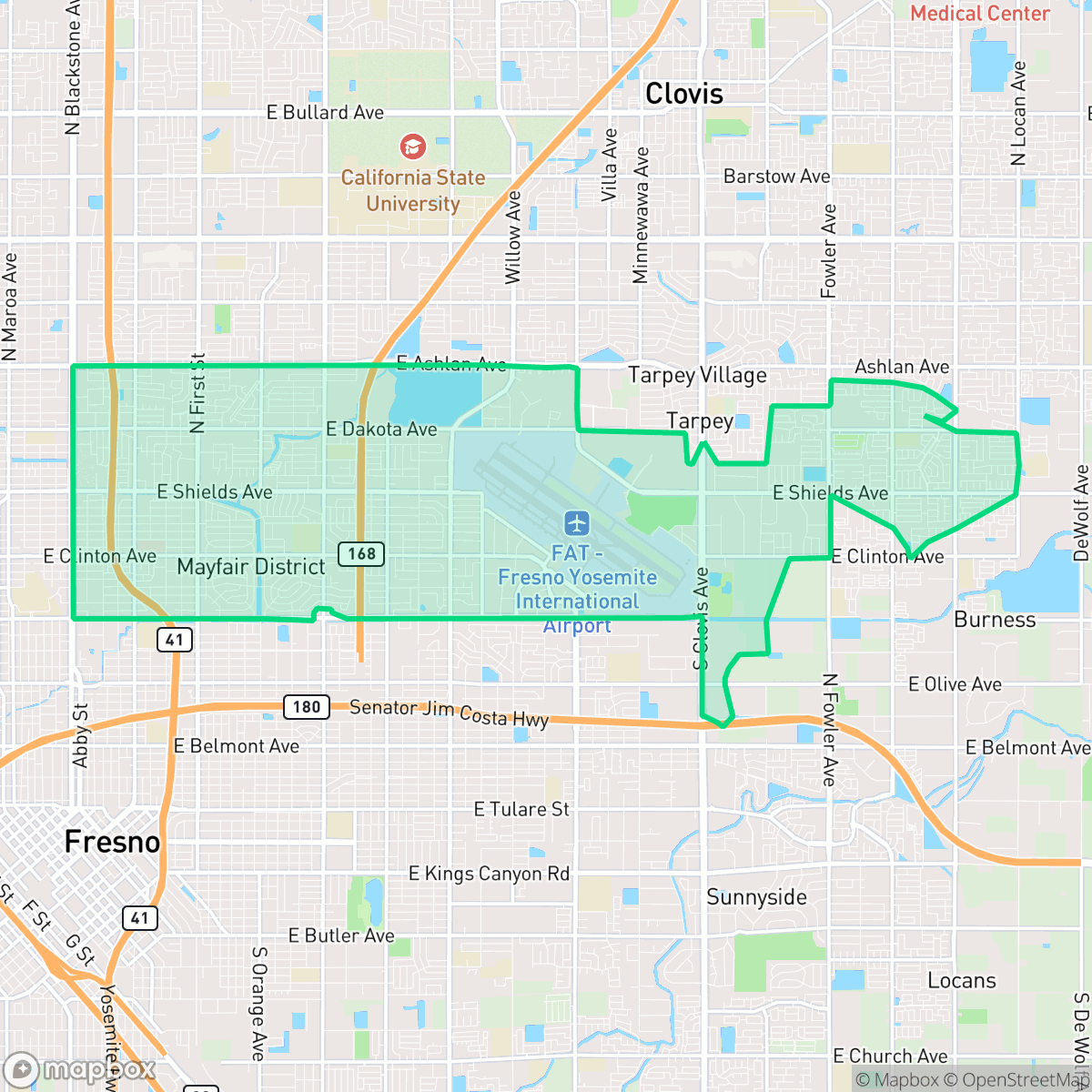 Map showing the location of Mclane, Fresno, CA