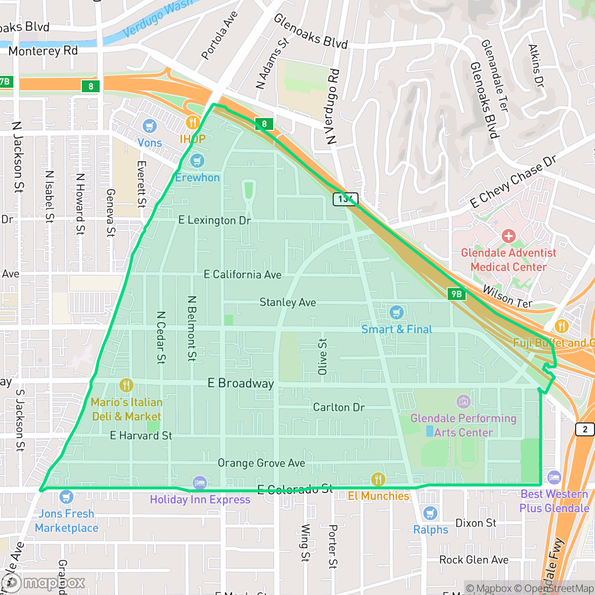 Map showing the location of Citrus Grove, Glendale, CA