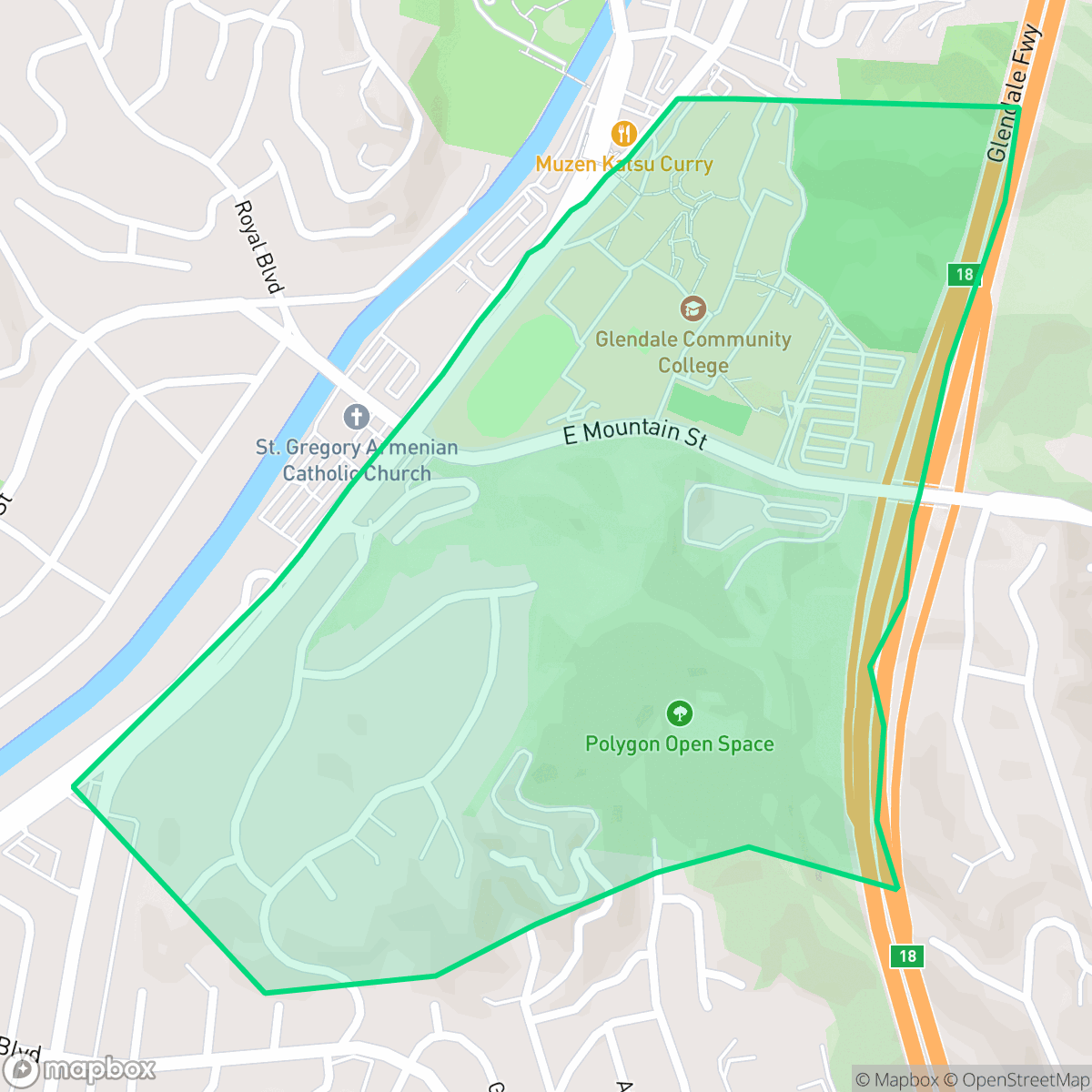 Map showing the location of College HIlls, Glendale, CA