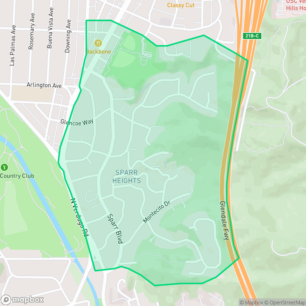 Map showing the location of Montecito Park, Glendale, CA
