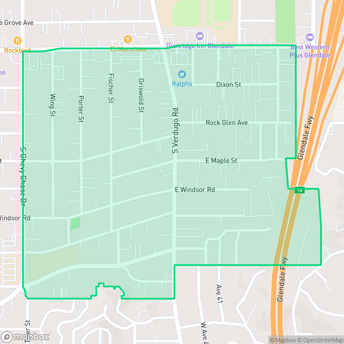 Map showing the location of Somerset, Glendale, CA