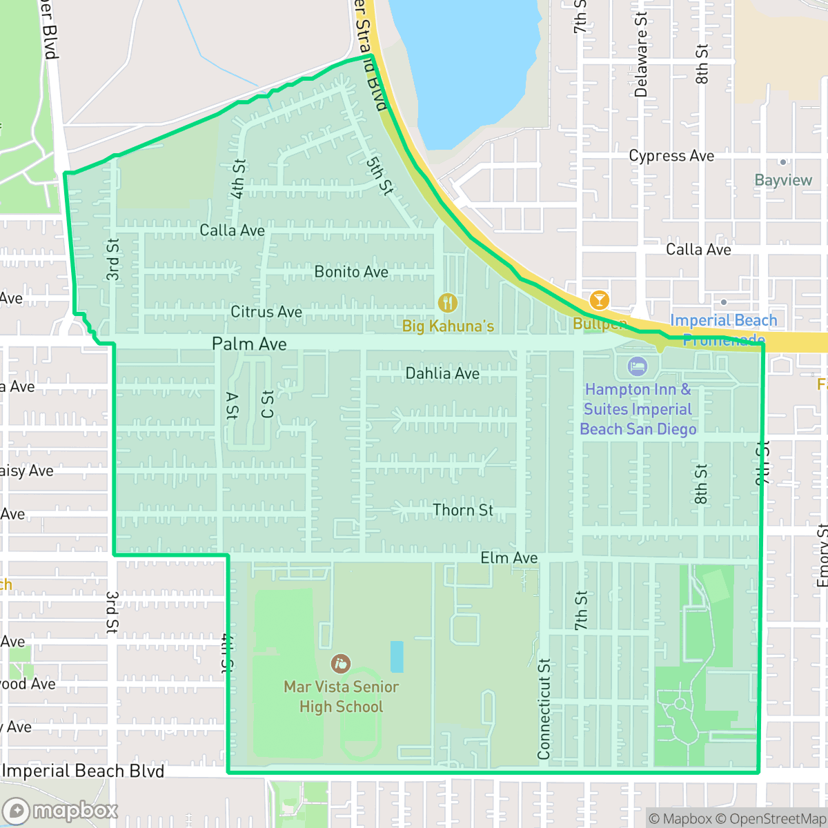 Map showing the location of Mar Vista, Imperial Beach, CA