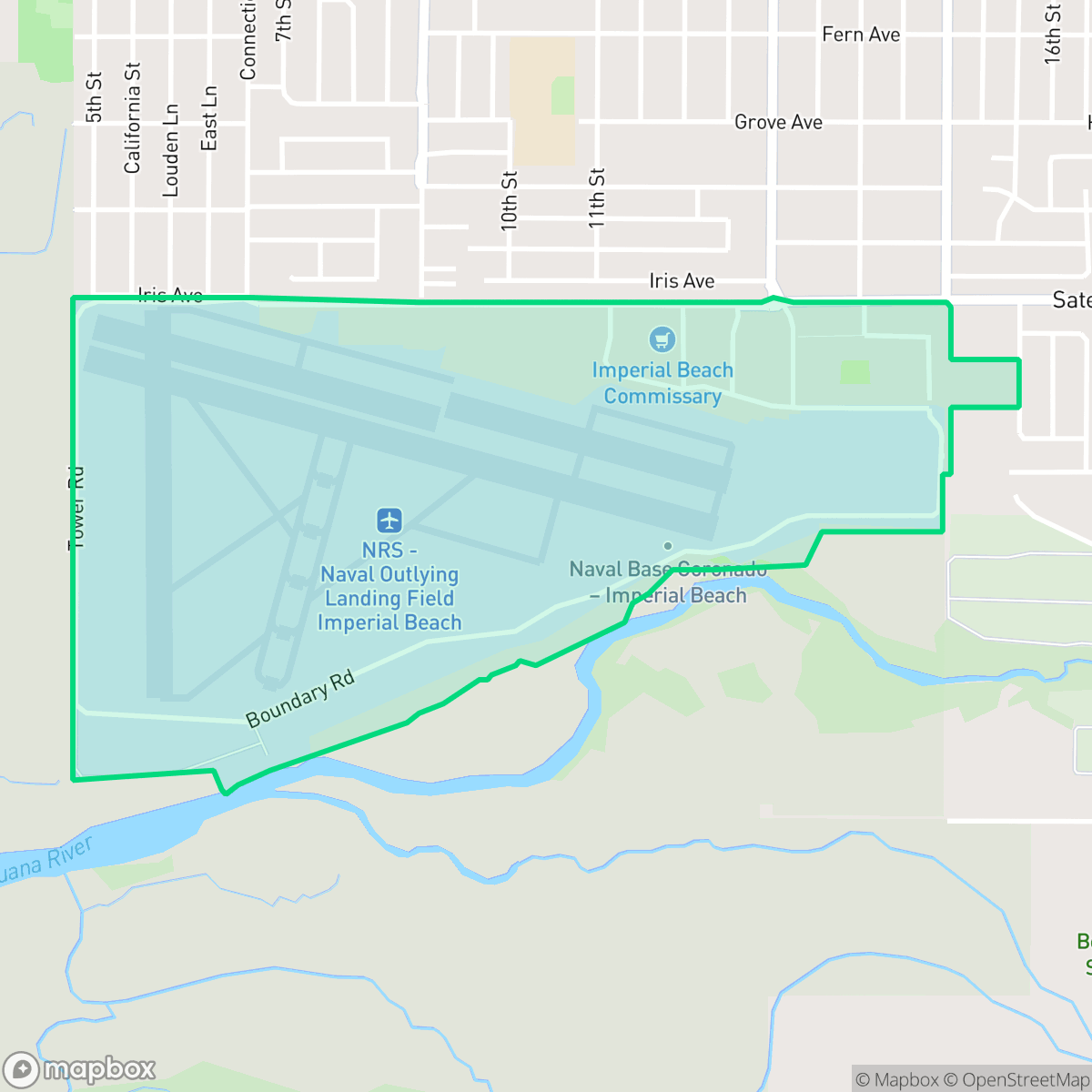 Map showing the location of Ream Field, Imperial Beach, CA