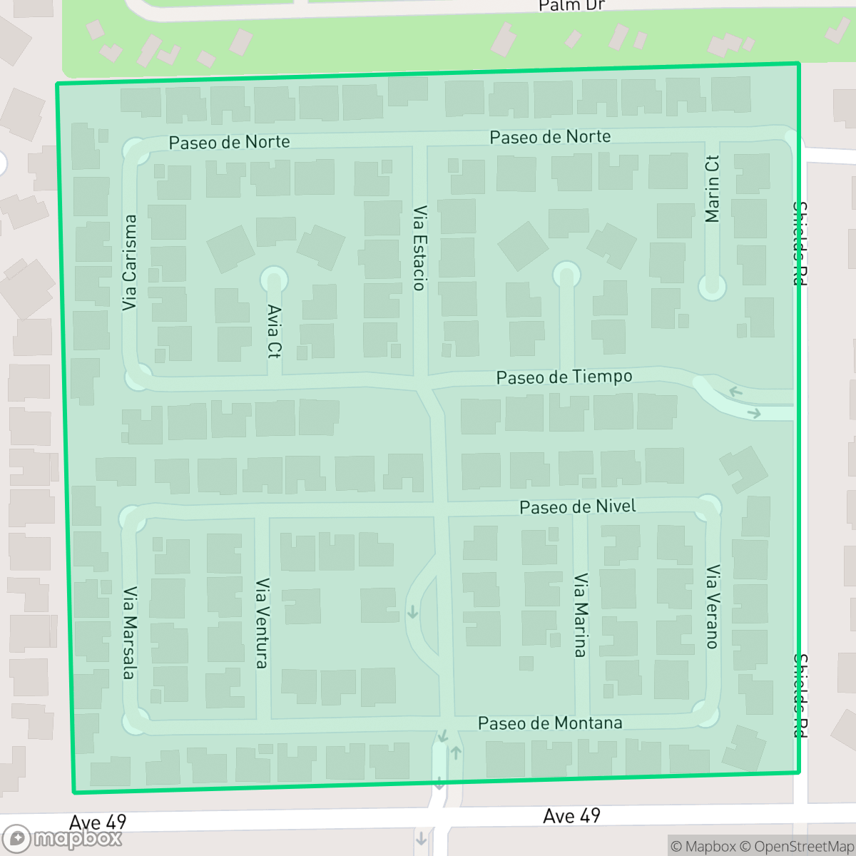 Map showing the location of Estacio, Indio, CA