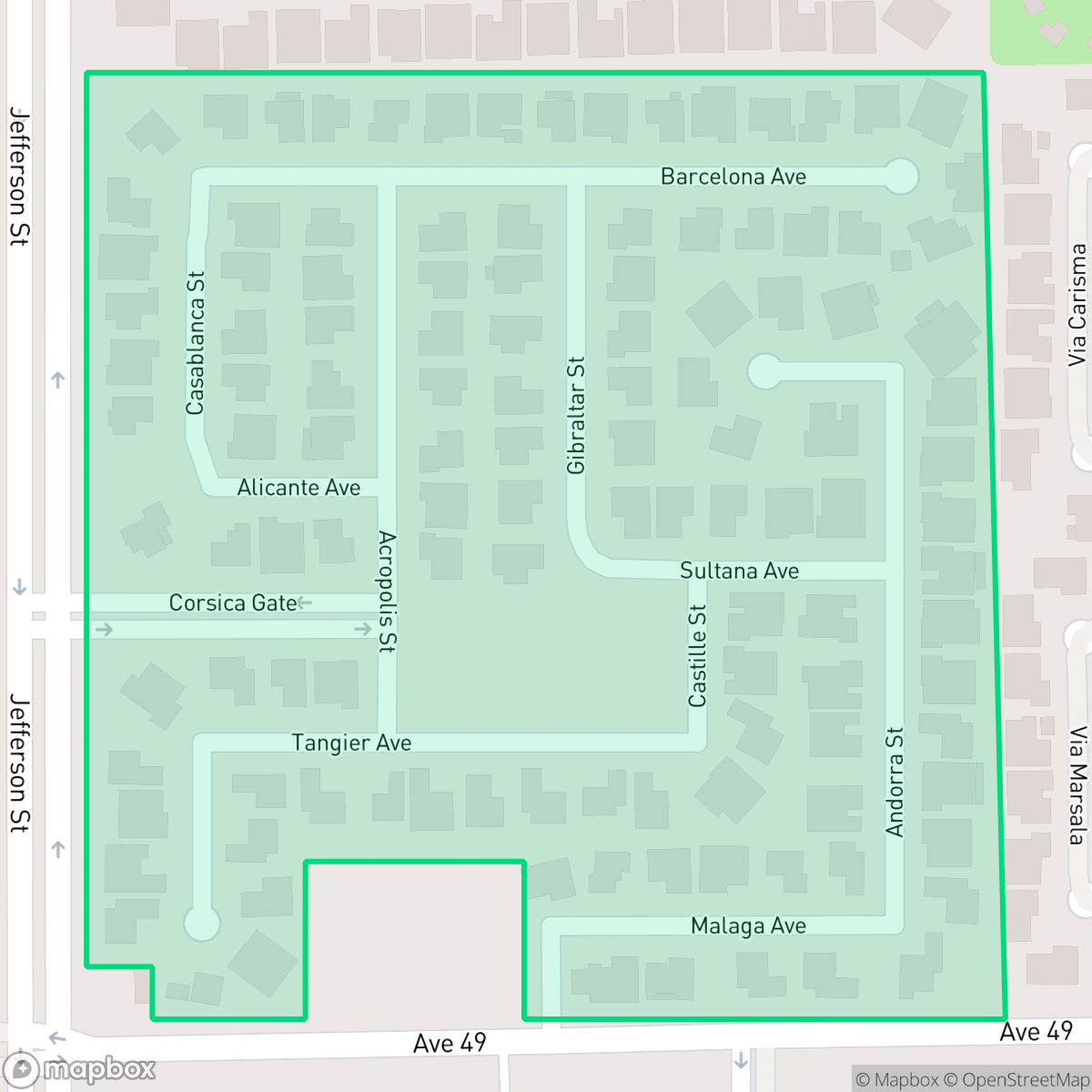 Map showing the location of Rincon, Indio, CA