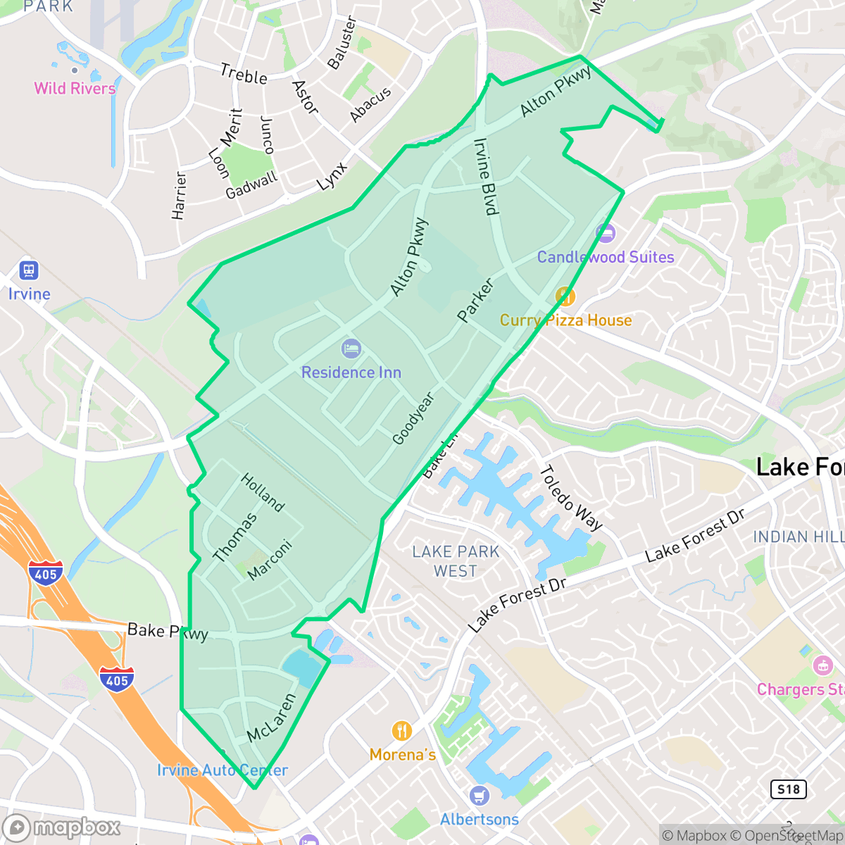 Map showing the location of East Industrial Complex, Irvine, CA