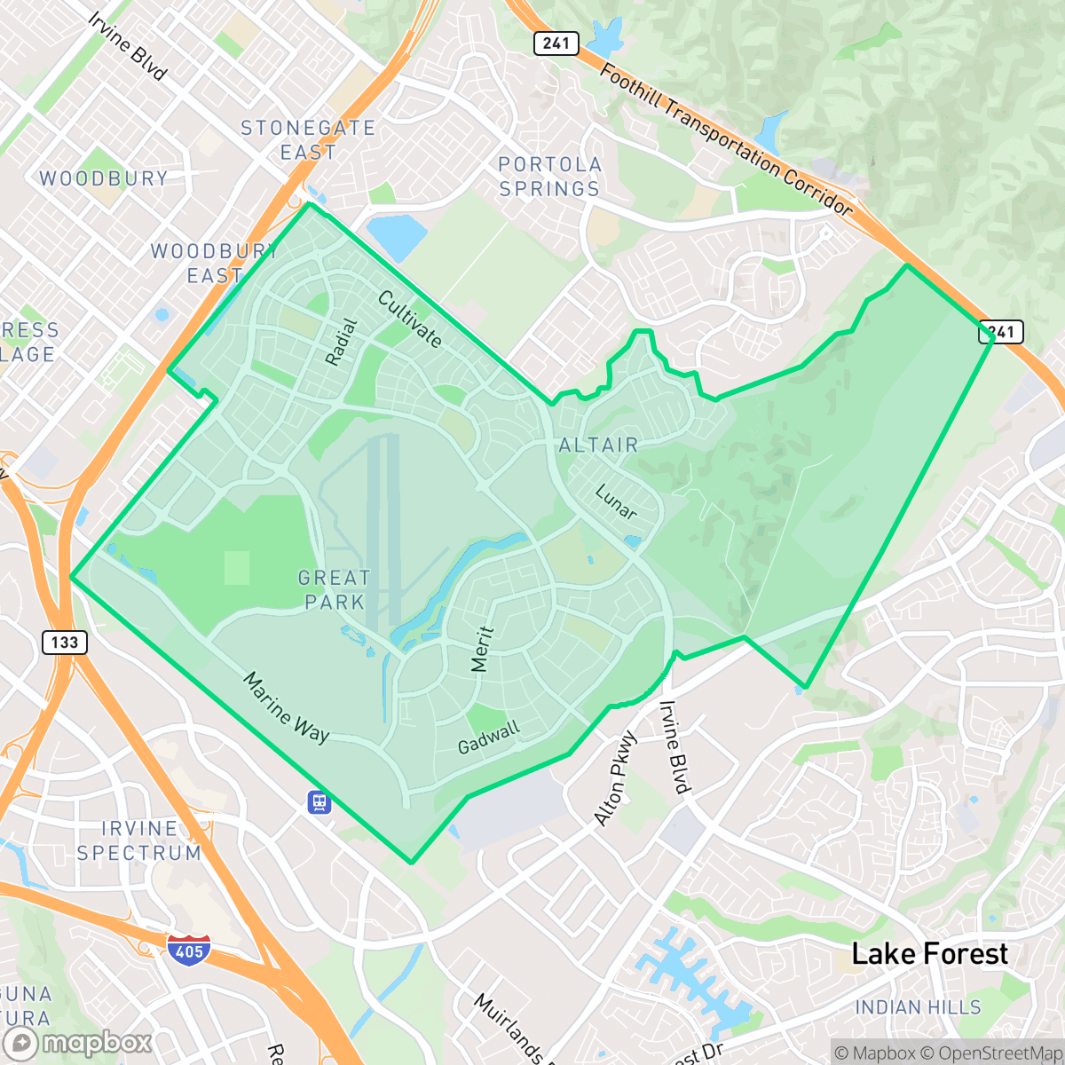 Map showing the location of El Toro Marine Air Station, Irvine, CA