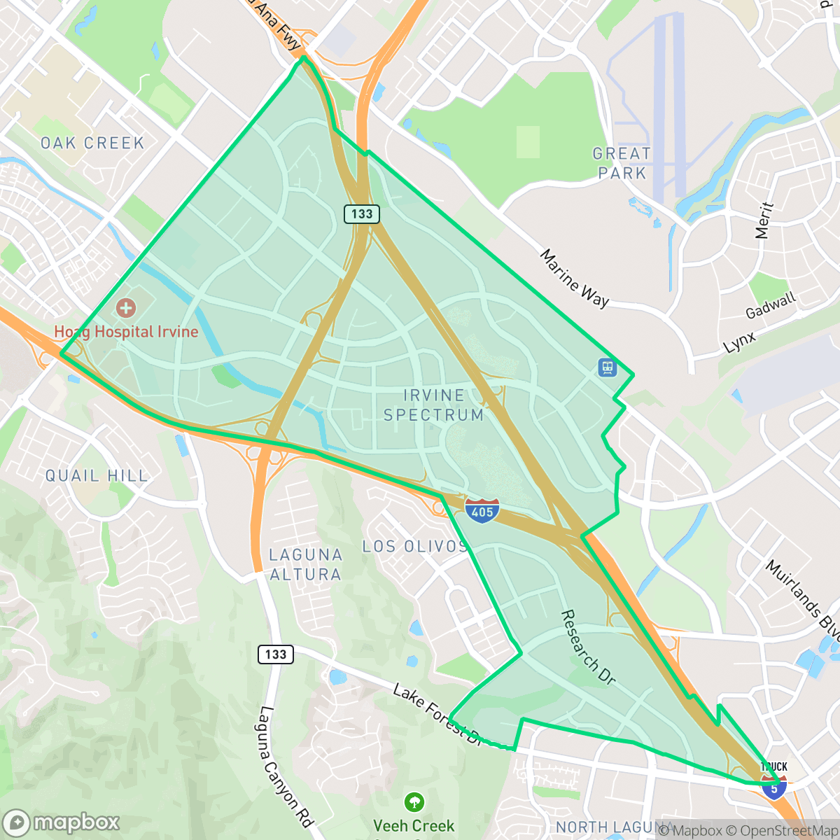 Map showing the location of Irvine Health and Science Complex, Irvine, CA