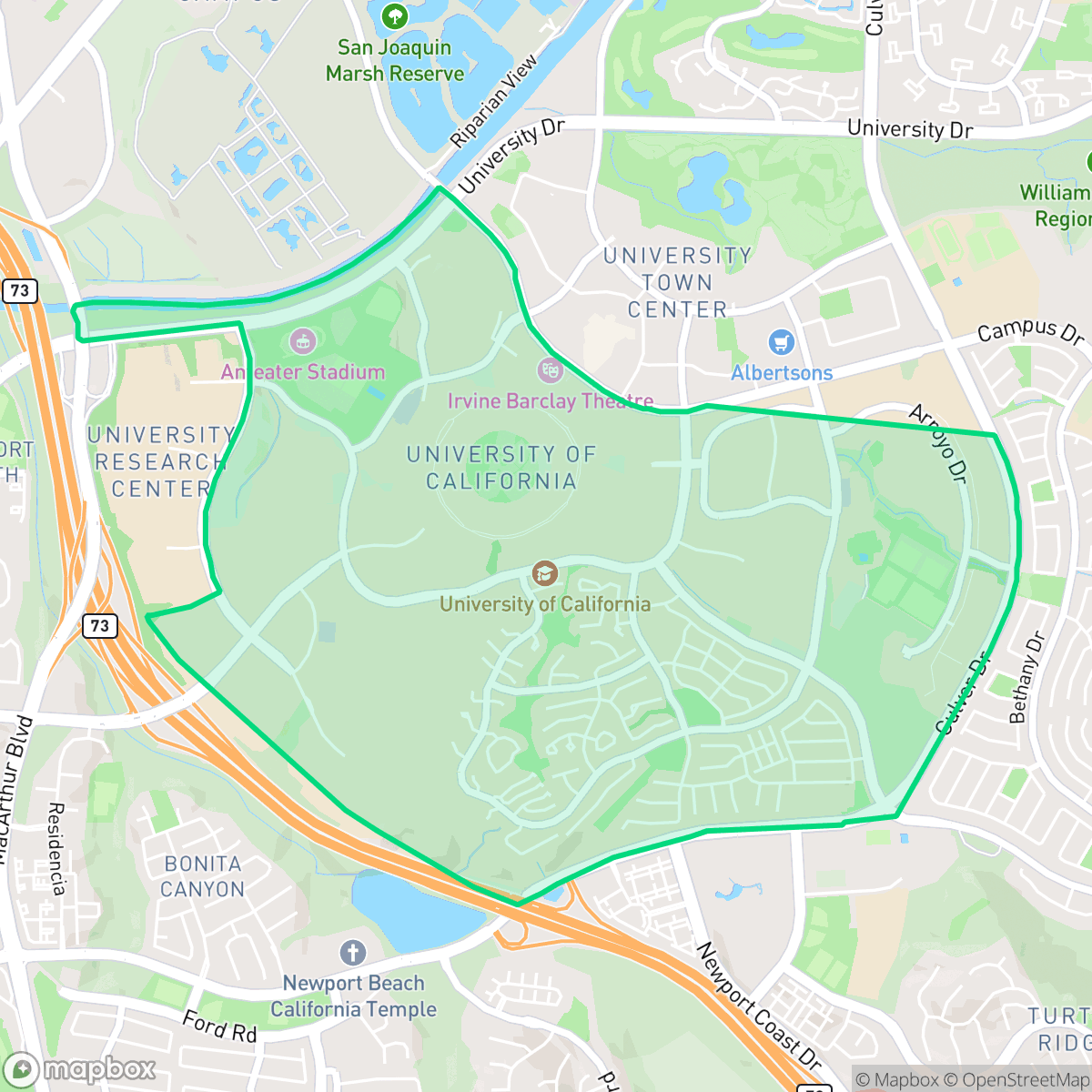 Map showing the location of UC Irvine, Irvine, CA