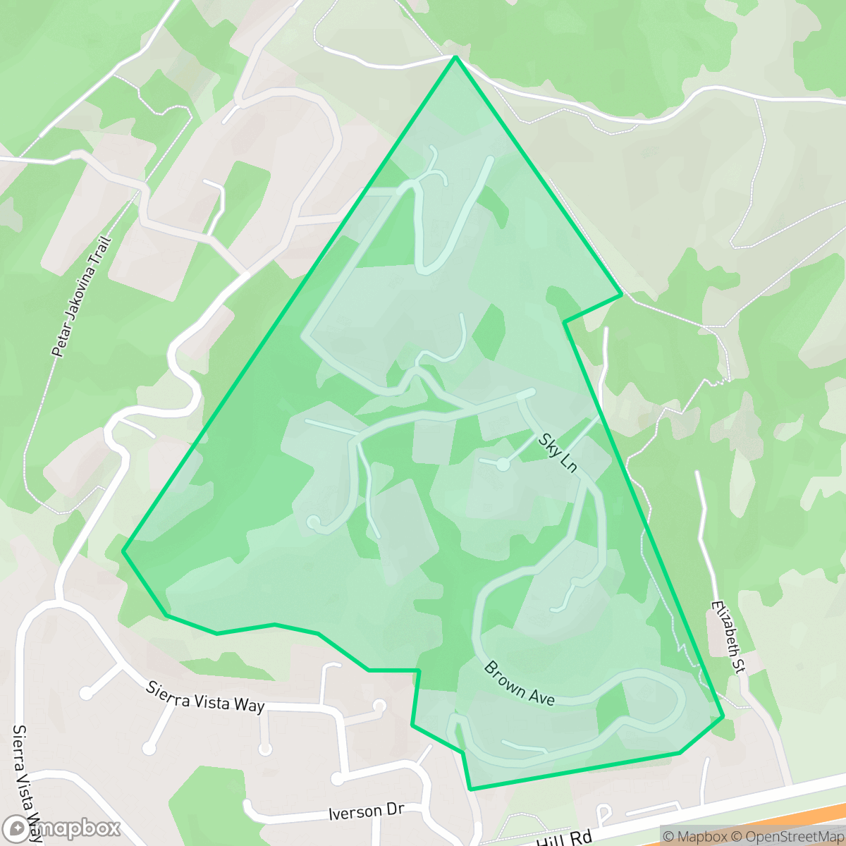 Map showing the location of Brown Avenue, Lafayette, CA