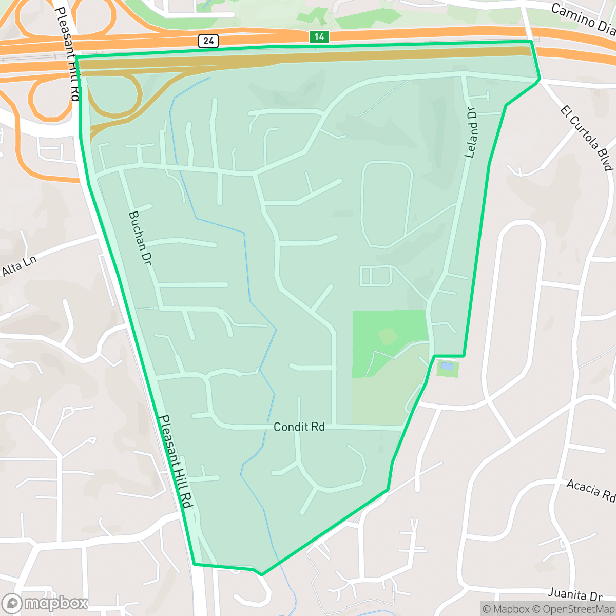 Map showing the location of Circle Creek, Lafayette, CA