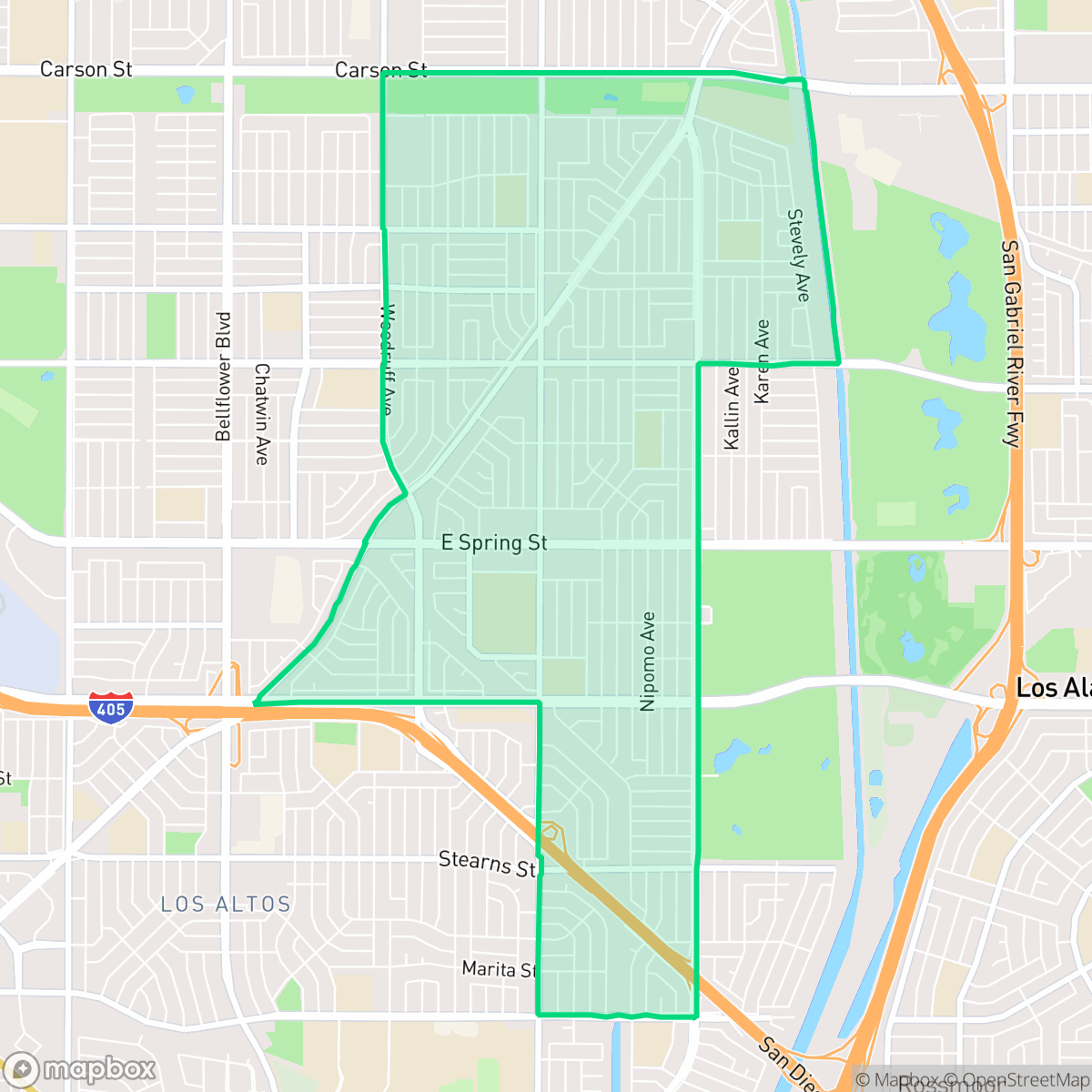 Map showing the location of The Plaza, Long Beach, CA
