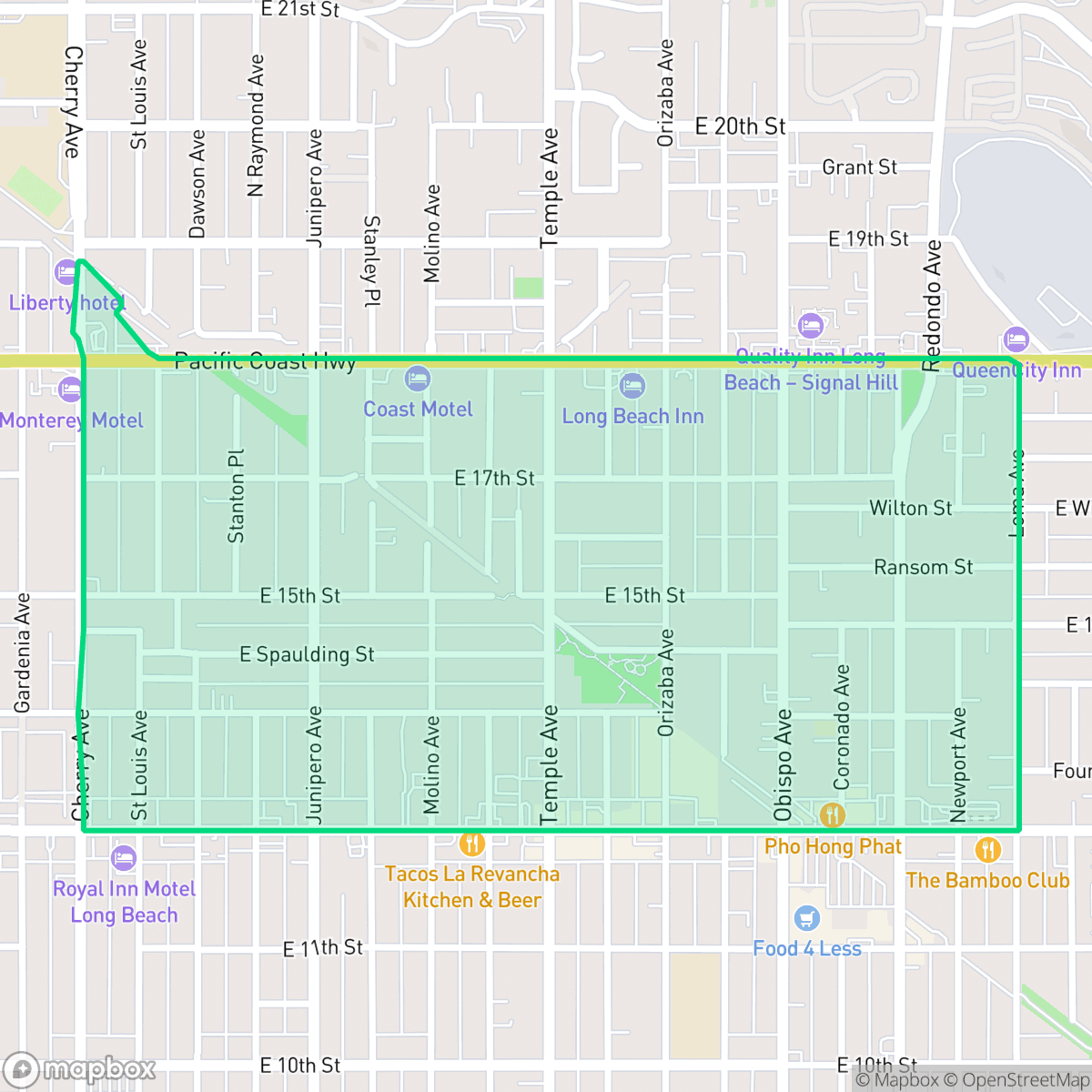 Map showing the location of Zaferia, Long Beach, CA