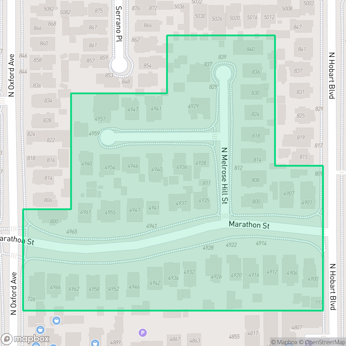 Map showing the location of Melrose Hill Historic Preservation Overlay Zone, Los Angeles, CA