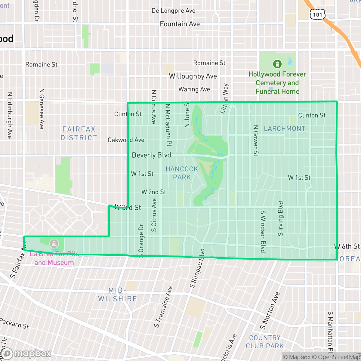 Map showing the location of Mid Wilshire, Los Angeles, CA