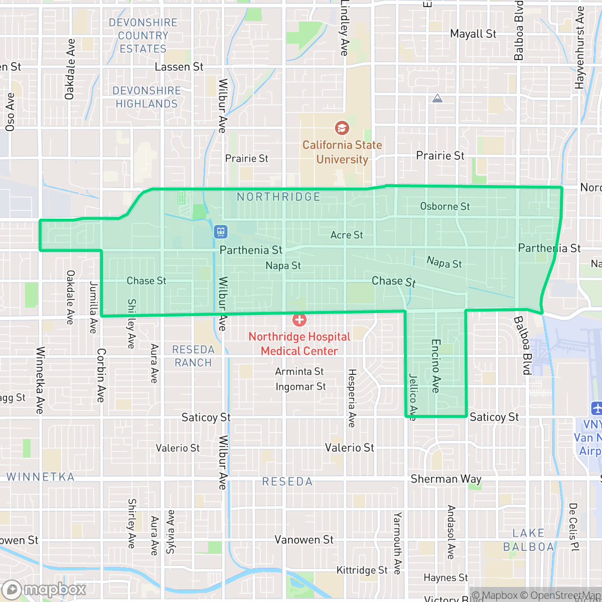 Map showing the location of Northridge South Neighborhood Council District, Los Angeles, CA