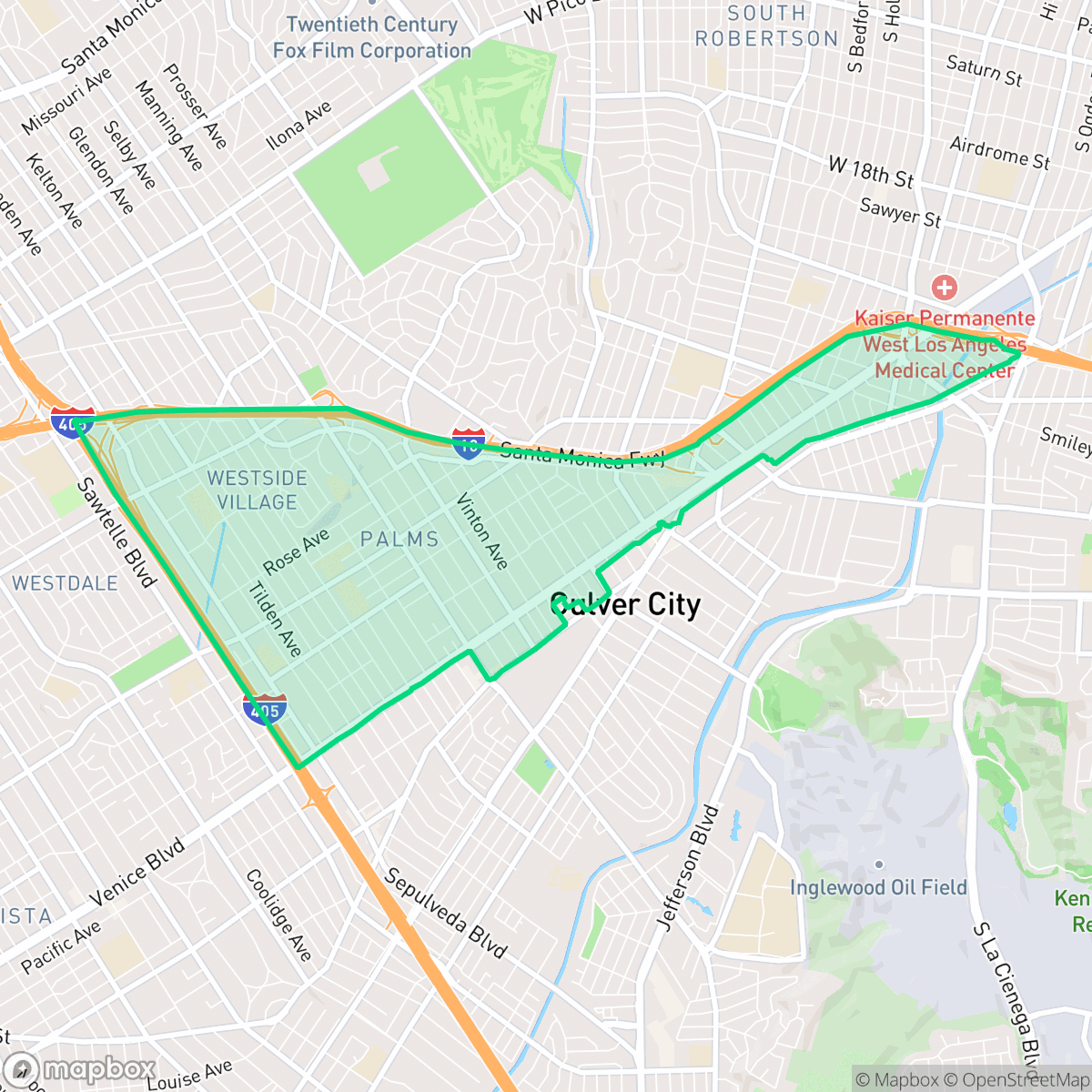 Map showing the location of Palms, Los Angeles, CA