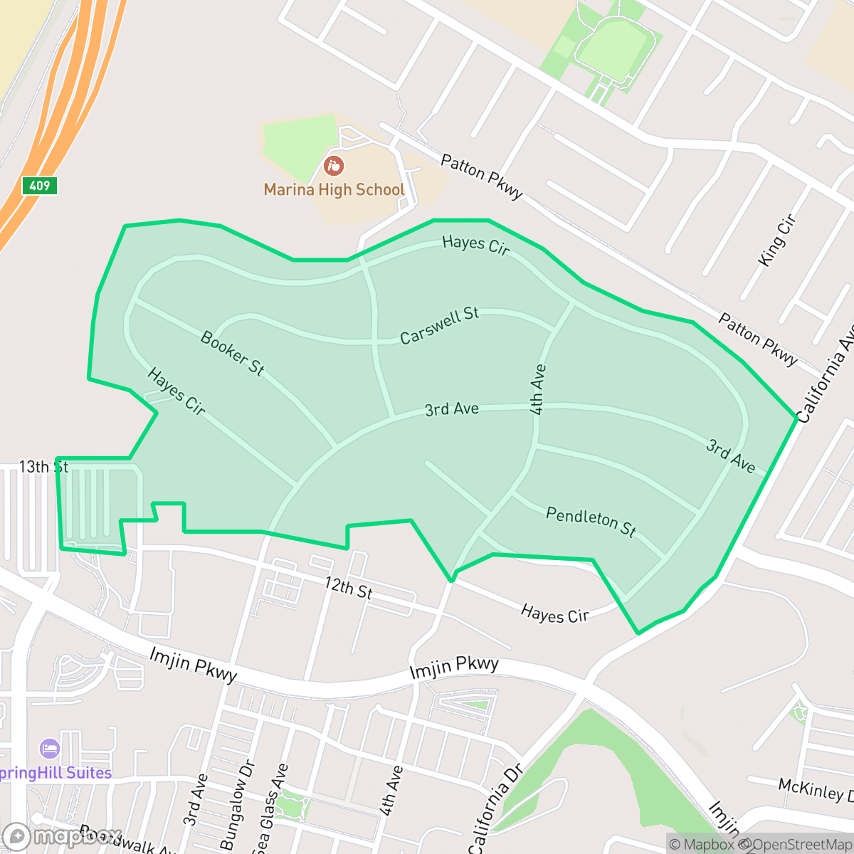 Map showing the location of Cypress Knolls, Marina, CA
