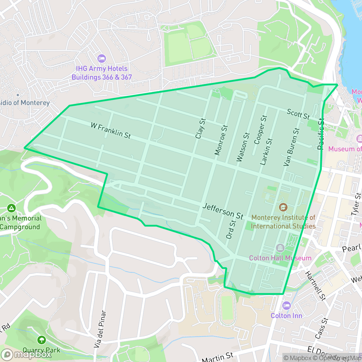 Map showing the location of Old Town, Monterey, CA