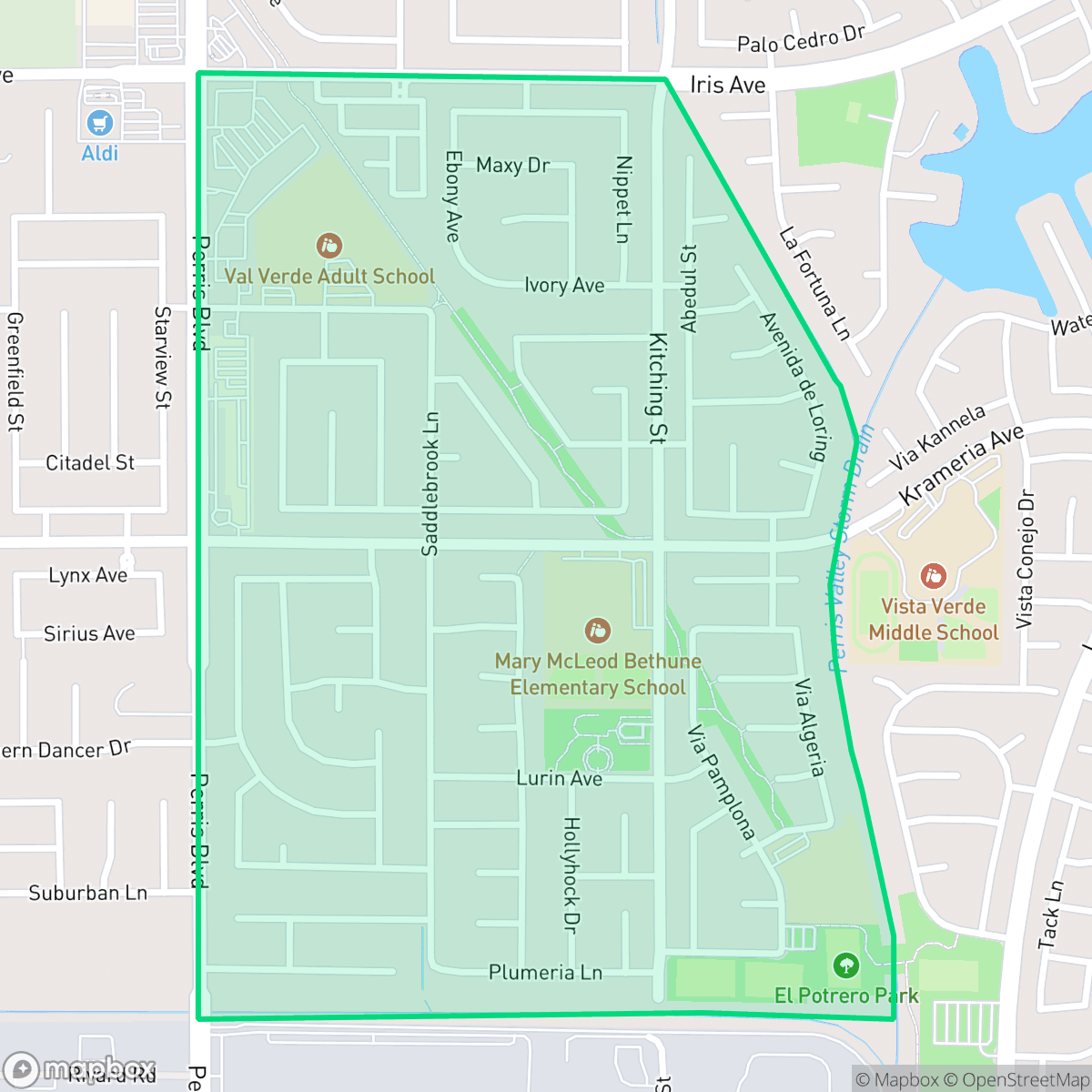 Map showing the location of Bethane, Moreno Valley, CA