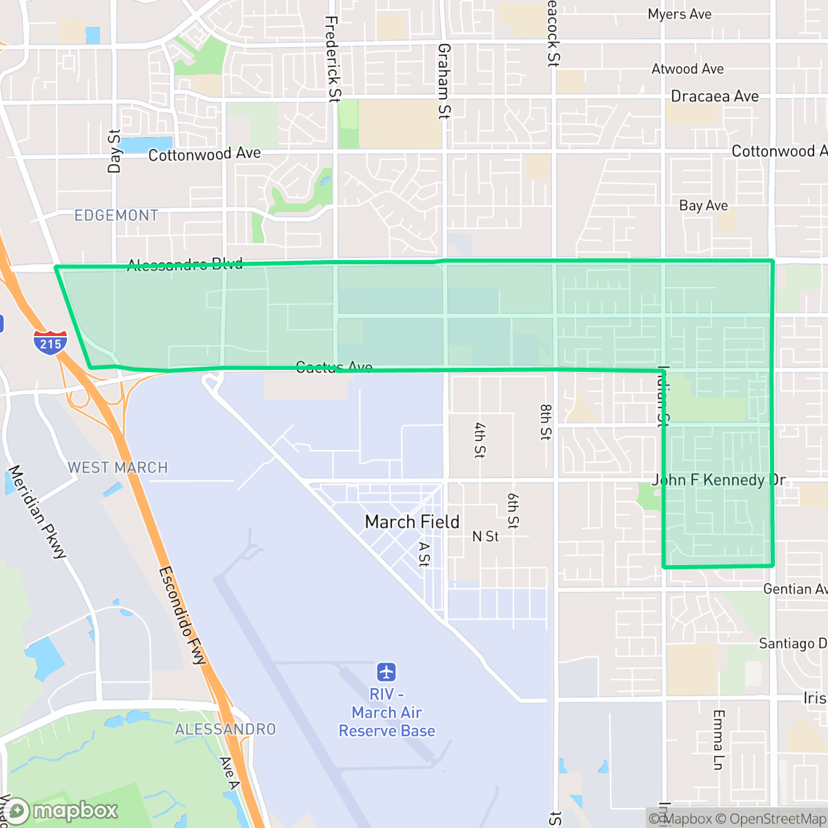 Map showing the location of Chaparral Hills, Moreno Valley, CA