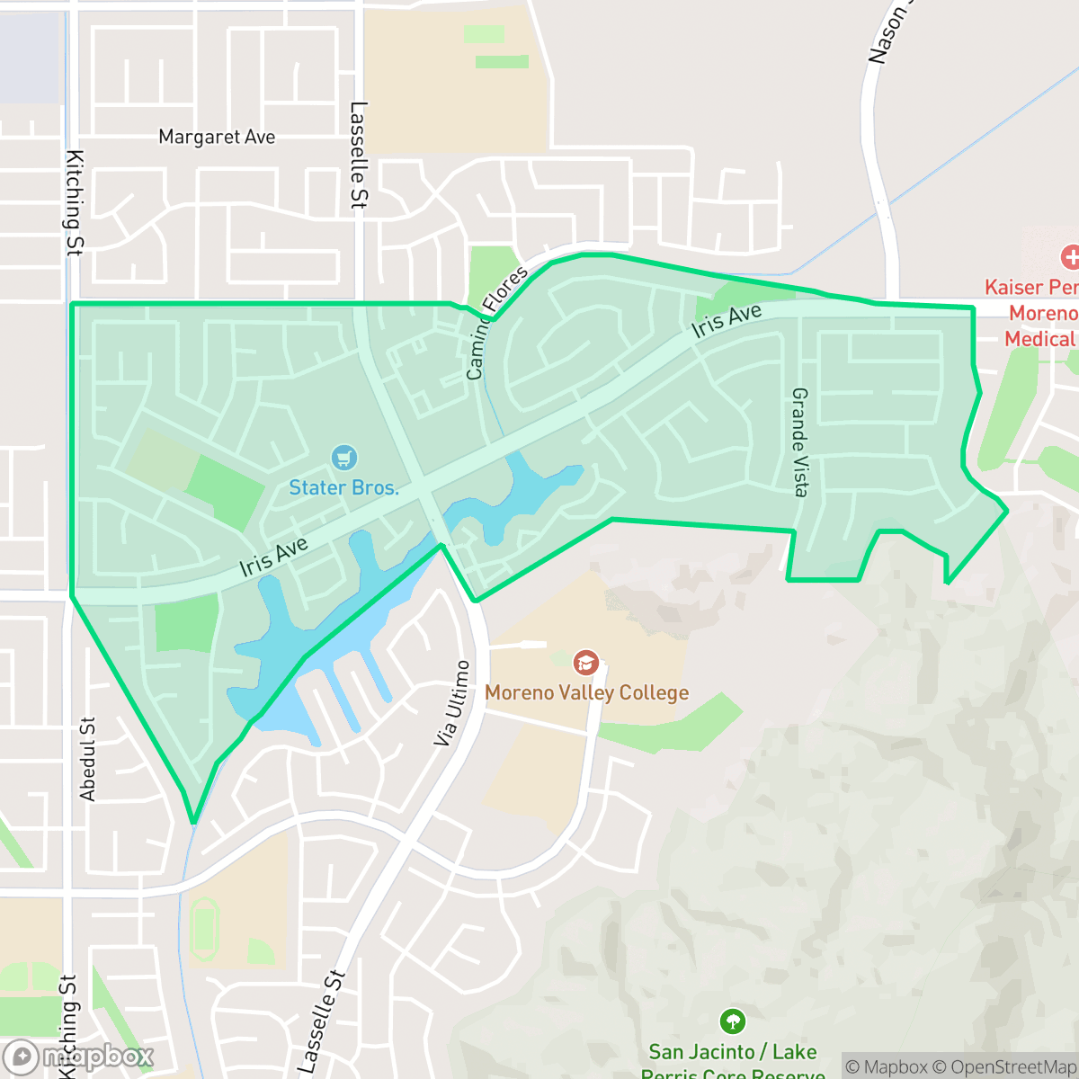 Map showing the location of Victoriano, Moreno Valley, CA