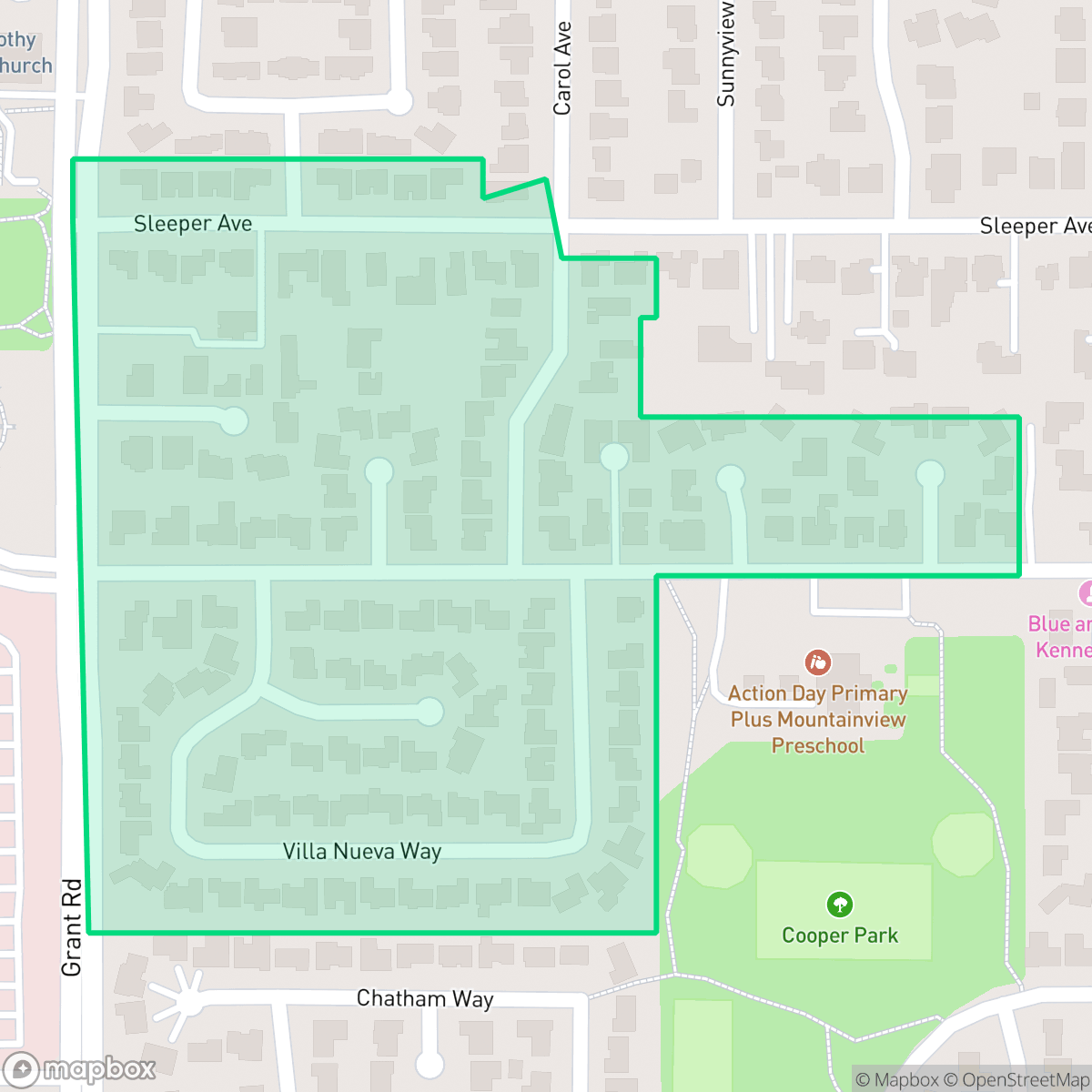 Map showing the location of Hutch Haven, Mountain View, CA